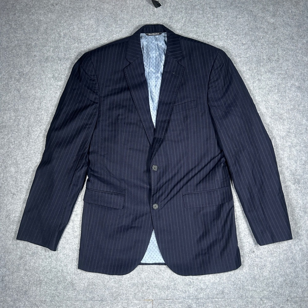 Ermenegildo Zegna Blazer Mens 42R Navy Blue Pinstripe Wool‎ Suit Jacket Luxury